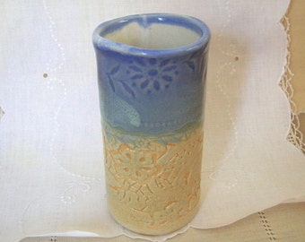 Handbuilt Stoneware Pottery Bathroom Glasses, 6 oz, Small Tumblers, Vases, Pencil Holders