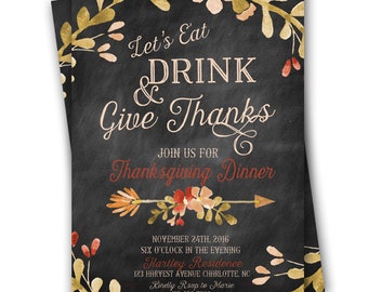 Thanksgiving Invitation Thanksgiving Dinner Invitation Fall invitation Friendsgiving Customizable 5x7 Fall Shower Fall Bridal