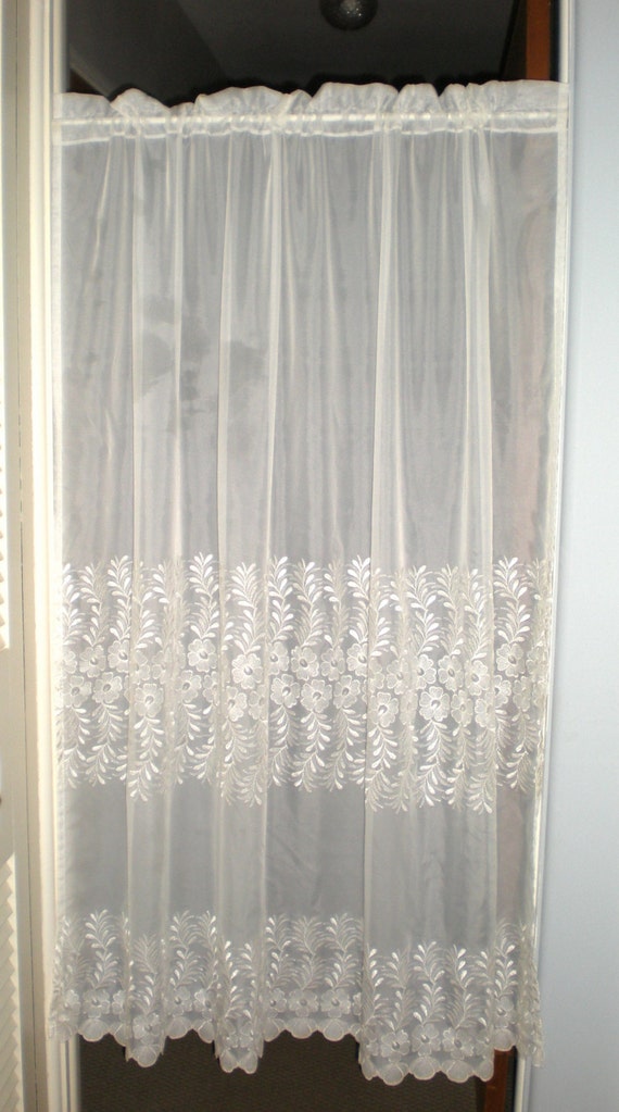 Sheer Curtain Panel WHITE Lace Sheers 60 by 56