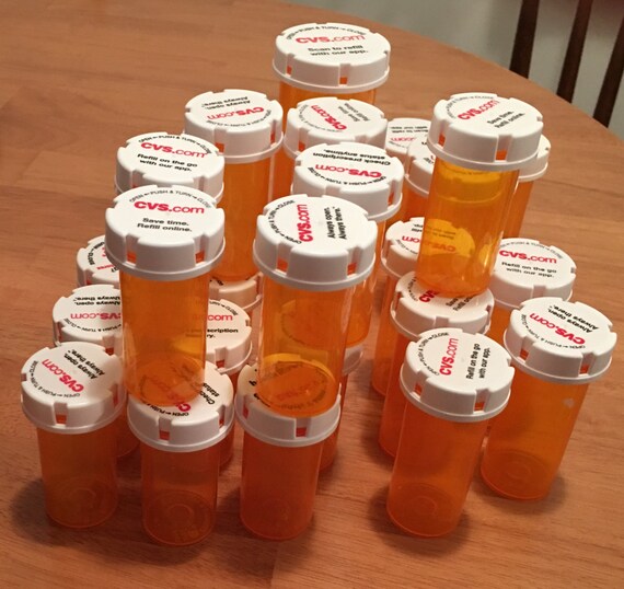 Empty Plastic Medicine Bottles Assorted Sizes by PaintedOnPlaques