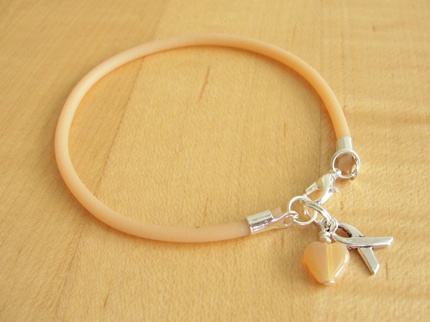 Peach Awareness Bracelet Rubber Uterine Cancer