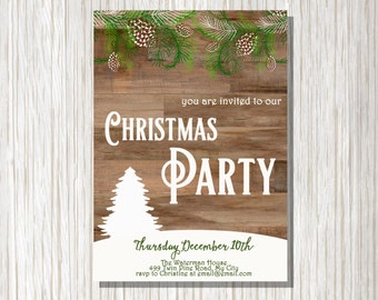 Christmas Invitation Printable Christmas Party Invitation Rustic ...
