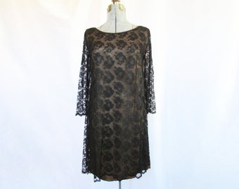 Vintage 60s Dress // Leslie Fay Dress // Illusion Lace Dress // Vintage Shift Dress // sold AS IS Medium