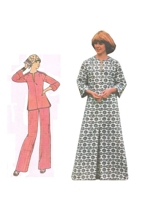 Butterick 4238 Vintage 1970s Sewing Pattern Caftan Top Pants