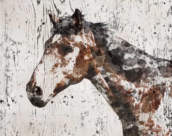 Mr. X, Horse. Extra Large Horse, Unique Horse Wall Decor, Brown Rustic Horse, Large Contemporary Canvas Art Print up to 72" by Irena Orlov