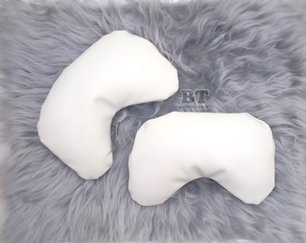 WHITE - Faux leather Vinyl - Pea Posing Pillow Poser- for Newborn photography props