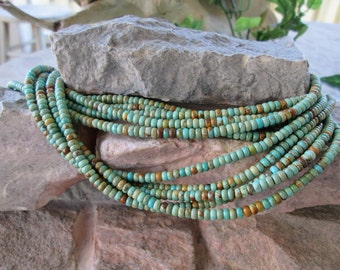 Natural Turquoise Bead 4 MM Rondelle Soft Green Blue 8" Small Gemstone