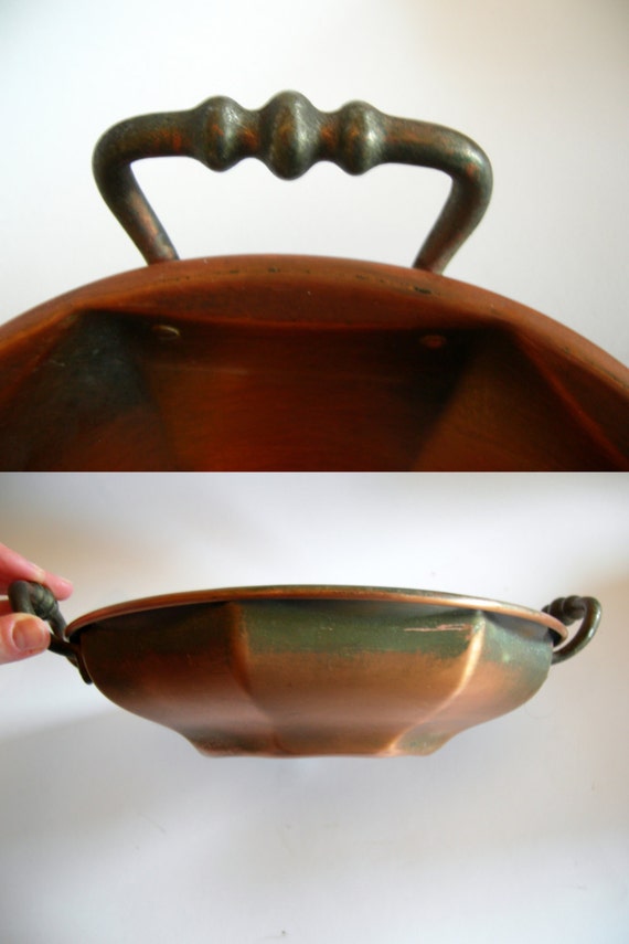 Vintage Copper Bowl with Handles made from Copper Rustic
