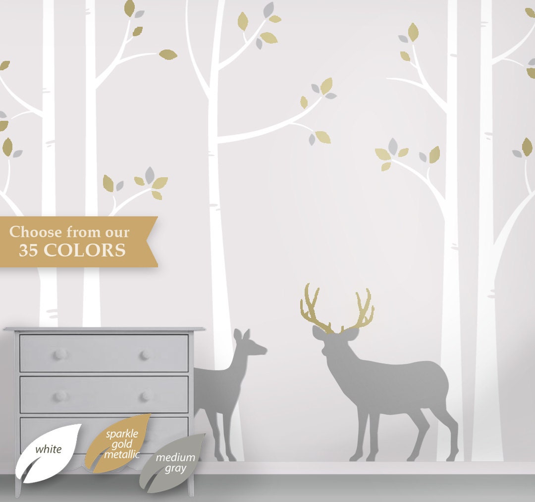 Deer Wall Decals Tree Nursery Wall Art Woodland Nursery