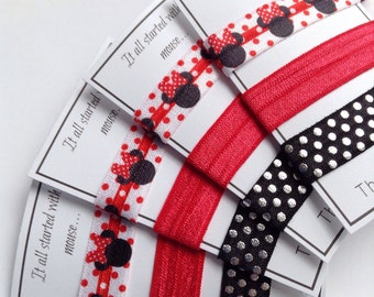 Minnie Mouse Inspired Hair Ties, Disney Inspired No Crease Ponytail Holders, Disney Fish Extender Gift