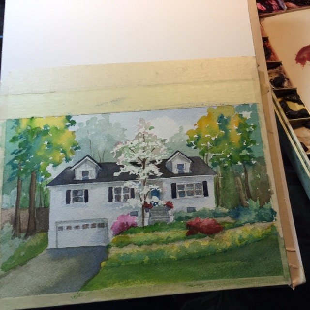 custom home watercolor