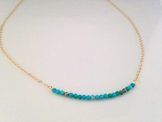 Genuine 14k Gold-filled Turquoise & Pyrite Beaded by TheArtsyNomad