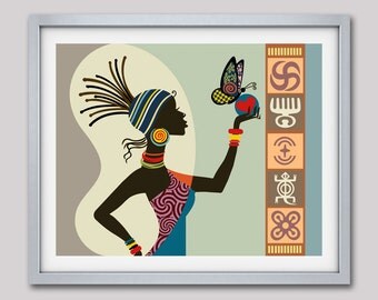 African Woman Art, Afrocentric Art, Afrocentric Decor, African Print, African Art, African American Art, African Gifts