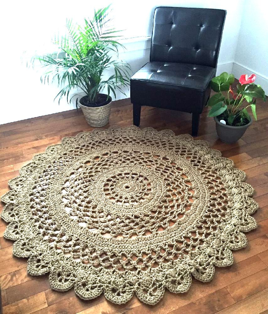 Giant crochet doily rug Giant jute rug extra large jute rug