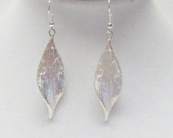 Brushed Silver Leaf Earrings