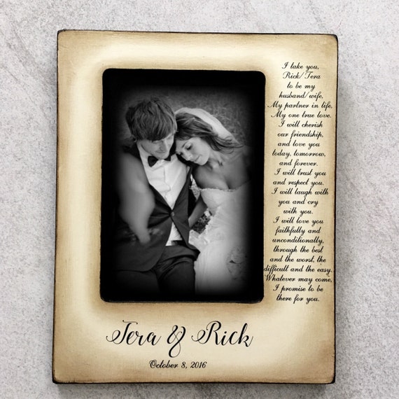 Wedding Vows Picture Frame Rustic Wedding Engagement Gift
