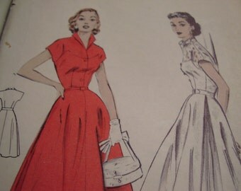 Vintage 1950's Butterick 6572 Dress Sewing Pattern, Size 16, Bust 34
