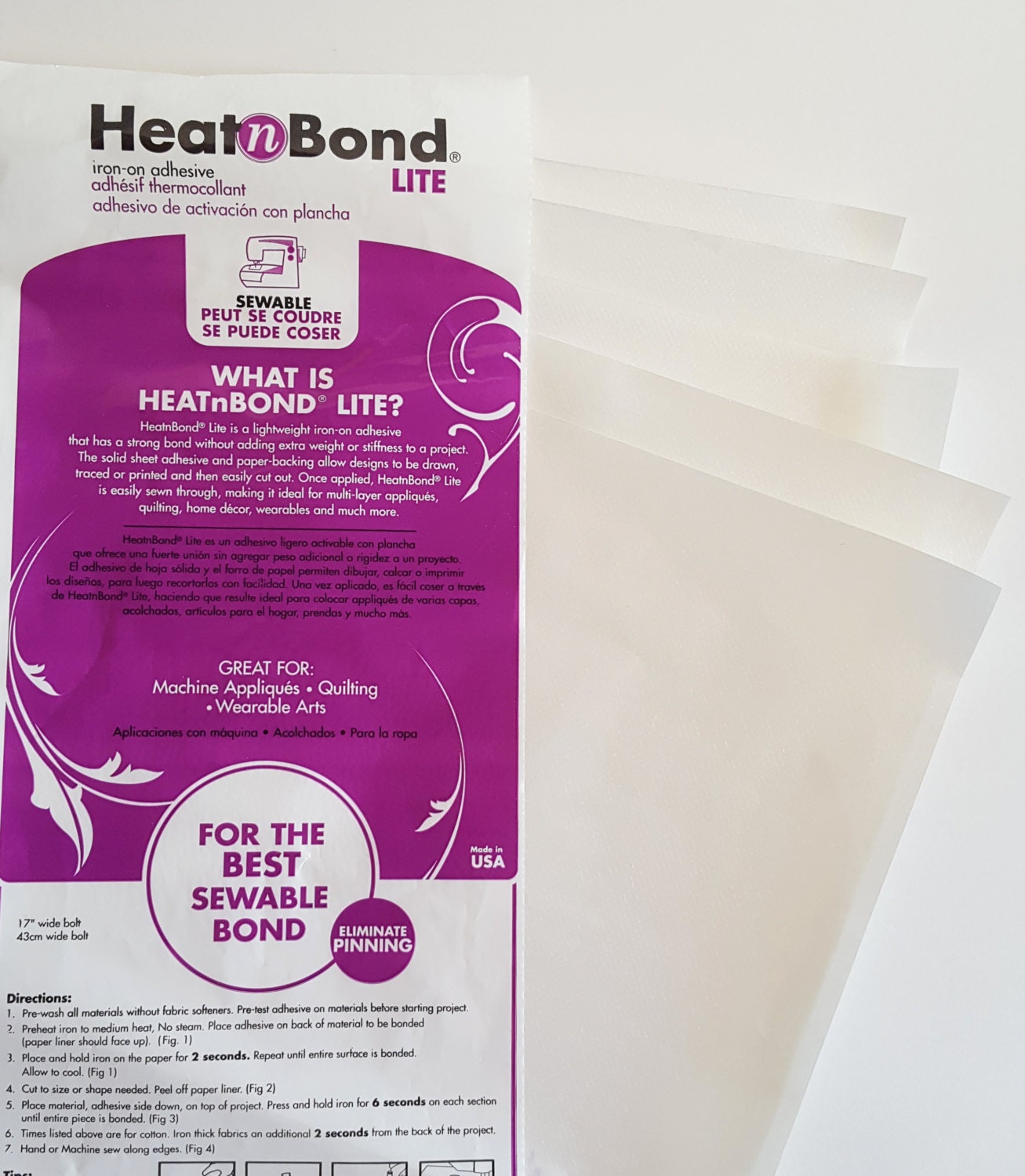 2 Sheets 8x11 Inch Heat N Bond Fabric Adhesive by blessed2create