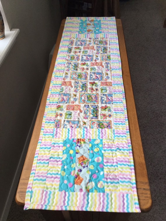 Table Runner Rug Colorful Happy Easter Egg Double Sided Table 13x90 Multi15