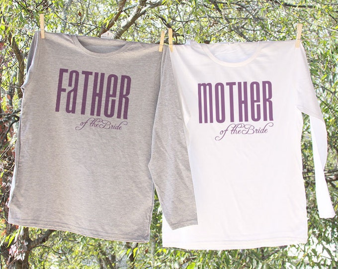 Mother of the Bride and Father of the Bride Shirts -Set of 2 //Wedding Party LONG SLEEVE Shirts