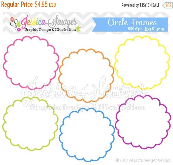 80% OFF - INSTANT DOWNLOAD, whimsical circle frames - tag clipart - printable labels - rainbow - cards - invitations - scrapbook - digital Il_570xn