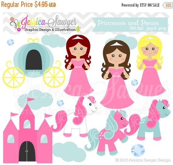 80% OFF INSTANT DOWNLOAD princess clip art by JessicaSawyerDesign