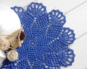 Crochet doily Blue lace doily Handmade cotton centerpiece Crochet doilies Crocheted doily Blue crochet doilies 10 inches 298