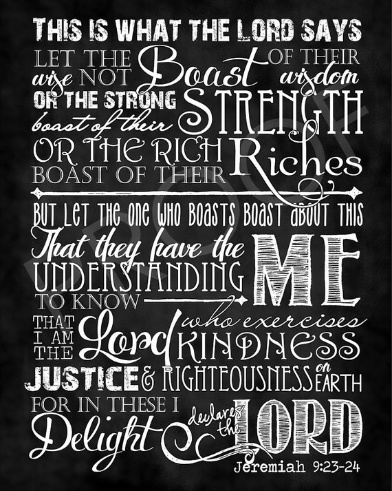 Scripture Art Jeremiah 9 23 24 Chalkboard Style