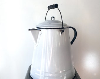 Vintage • Large • Enamelware • Coffee Pot • Tea Kettle