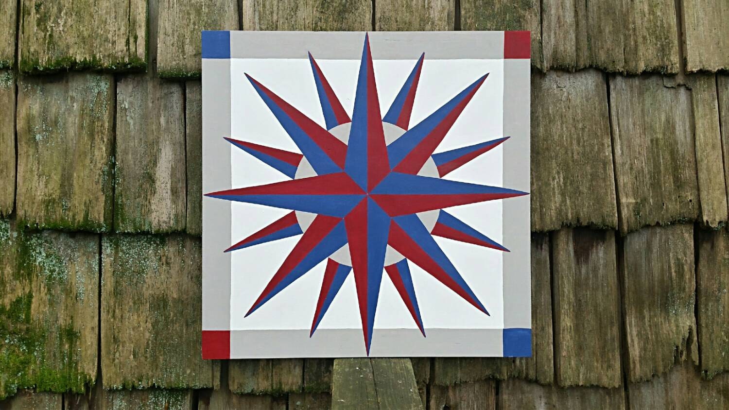 Mariner's Compass 2' x 2' Barn Quilt Square hand
