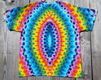 XL Adult Rainbow Tie Dye Shirt, Mens, Womens, Hippie Top, Festival, Ready to Ship, Deadhead, Trippy