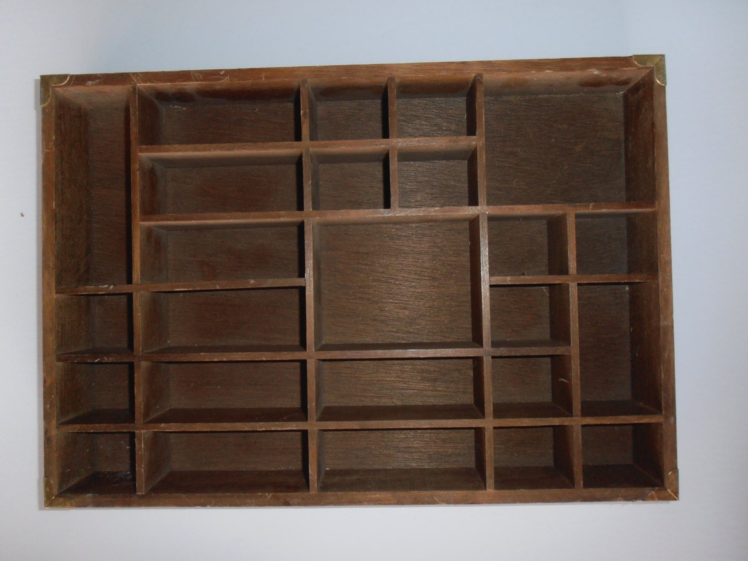 Vintage wood shadow box Knick knack shelf Curio display Wall