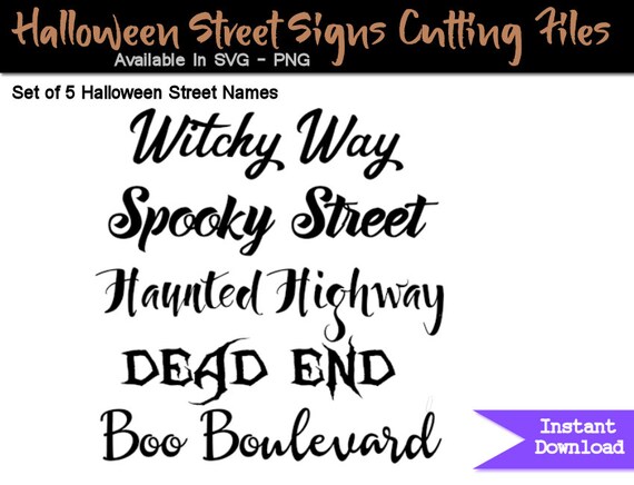 Download Halloween Street Sign Names SVG Cutting Files Set of 5 ...