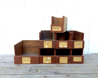 8 Antique Handmade General Store Parts Bins Storage Apothecary Drawer