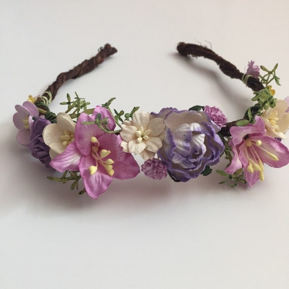 Purple Flower Crown...Flower Girl Crown...Bridal Flower