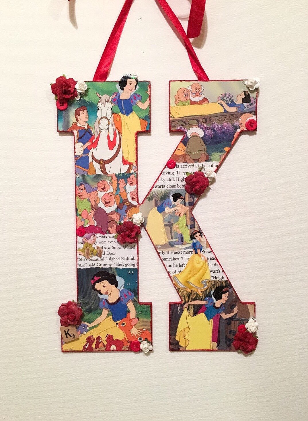 any letter snow white and the seven dwarfs disney wooden