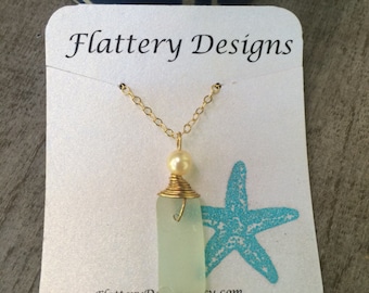 Hawaiian Sea Glass and Pearl Necklace