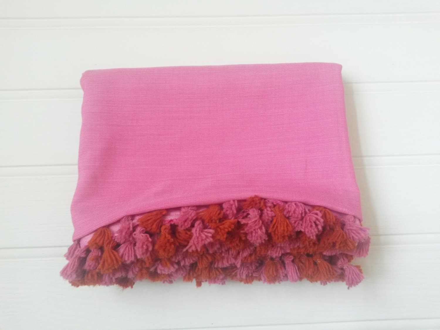 Pink throw tassel blanket cotton throw throw by ClarasHandMade