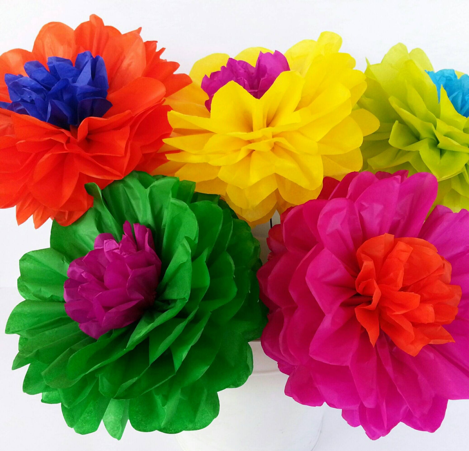 Tissue Paper Fiesta Flowers Set Of 10 Flowers