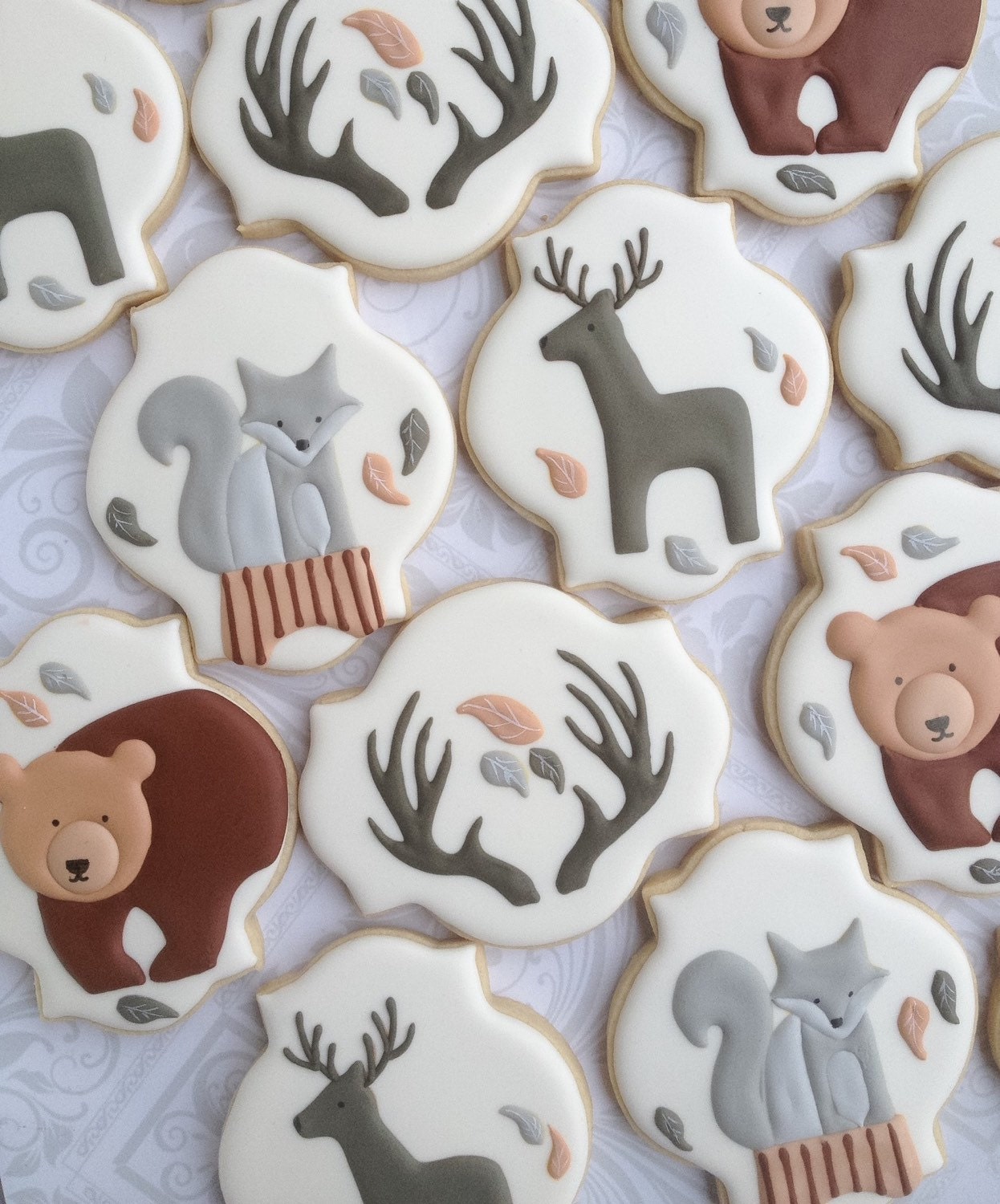 Elegant Woodland Animal Cookies with Silver Fox One Dozen