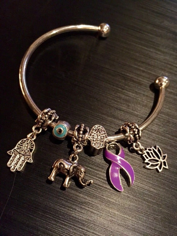 Purple Ribbon Bracelet Pancreatic Cancer Lupus Epilepsy