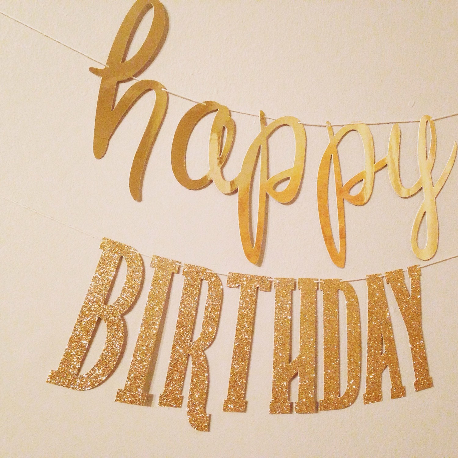 Happy Birthday Banner Gold Foil and Gold by EmeryandElliot