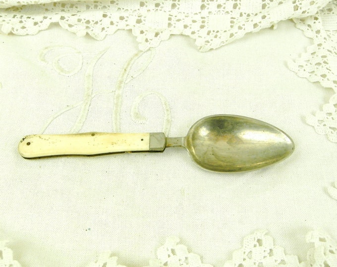 Antique French Folding Metal Traveling Spoon With Bone Handle, Vintage Camping Hunting, Steampunk Scouts Glamping Camp Cutlery Equipment, Antique French Folding Metal Traveling Spoon With Bone Handle, Vintage Camping Hunting, Steampunk Scouts Glamping Camp Cutlery Equipment,
