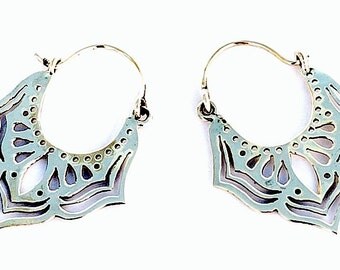 Silver Lotus Hoops (JS-E-030)