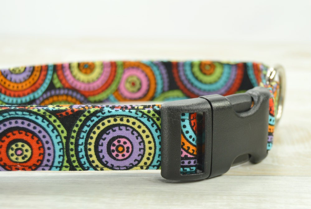 Bright Circle Pattern Dog Collar Fabric Dog Collar Soft
