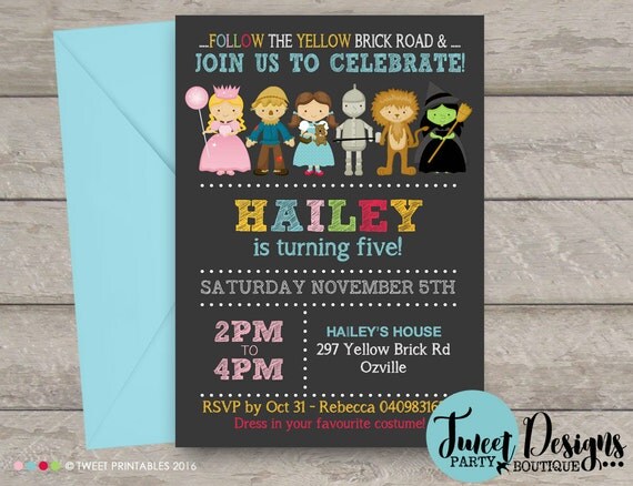 WIZARD OF OZ Invitation Wizard of Oz Printable Invitation