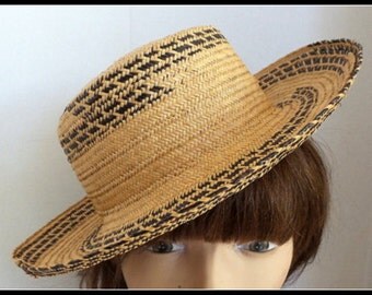 Vintage Straw Boater Hat