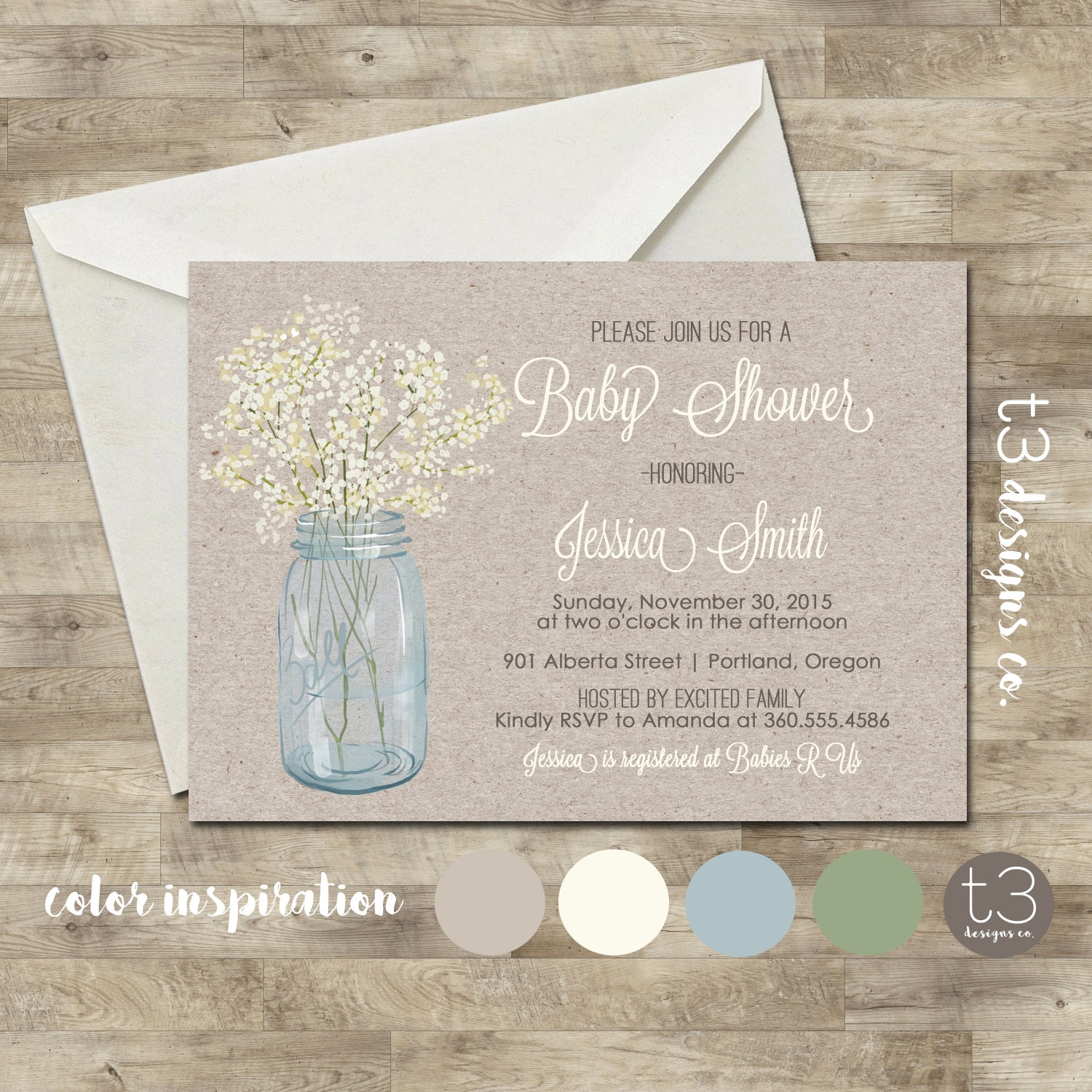 Country Baby Shower Invitation rustic baby shower invite