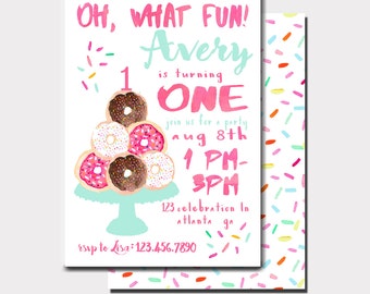 Donut Birthday Invitation | Donut Invitation | Donuts and Pajamas | Sweet Celebration | First Birthday
