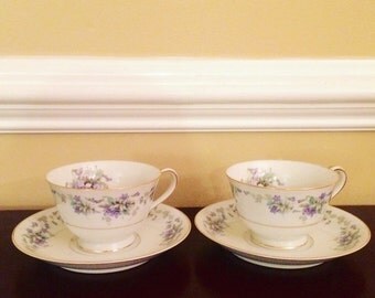 Vintage Noritake Violette 3054 Teacup Set